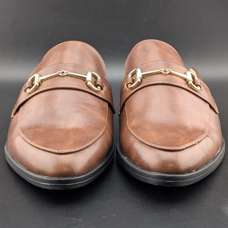 Dunion Brown Slip On Mules Women's Size 11M Faux Leather New In Box Dunion