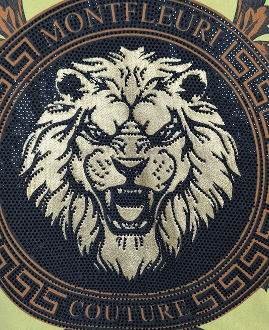 Men's Size Large Luxury Rhinestone Lion Fashion Jersey Sweatshirt Montefleuri Montefleuri Paris