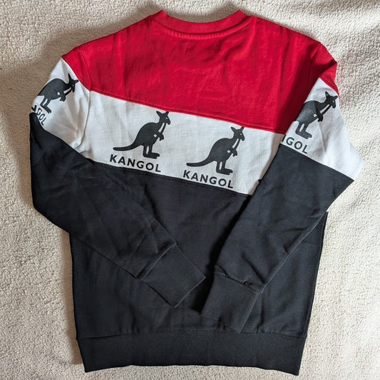 Kangol Men's Color Block Crewneck Pullover Sweatshirt ~Red, White, Black~ Small Kangol