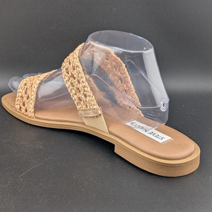 Steve Madden Wo's Size 9  Dutchess Woven Slide Sandals, Natural Steve Madden