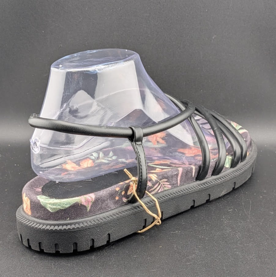 Roxy Women's Size 9 Brooke Strappy Sandals in Black / Island Floral Roxy