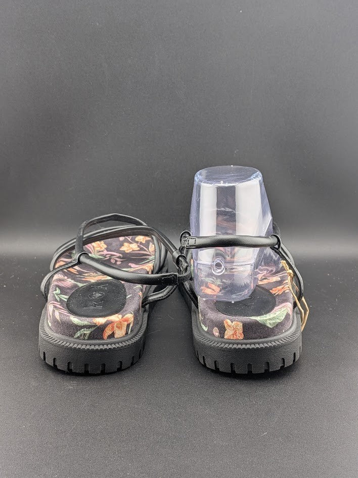 Roxy Women's Size 9 Brooke Strappy Sandals in Black / Island Floral Roxy