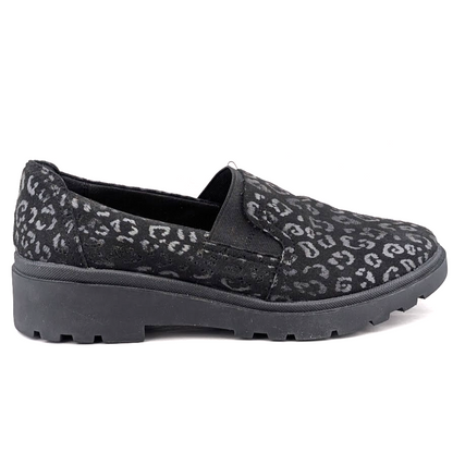 Clarks Women's Size 10 Calla Rae Black Leopard Print Loafer Flats Clarks