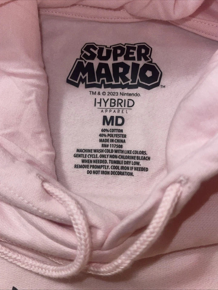 Hot Topic Medium Super Mario Princess Peach Pink Hoodie Sweatshirt New Size S-XL Hybrid