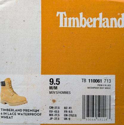 Timberland Premium 6" Lace Waterproof Leather Boot Wheat Nubuck Men's Sz 9 & 9.5 Timberland