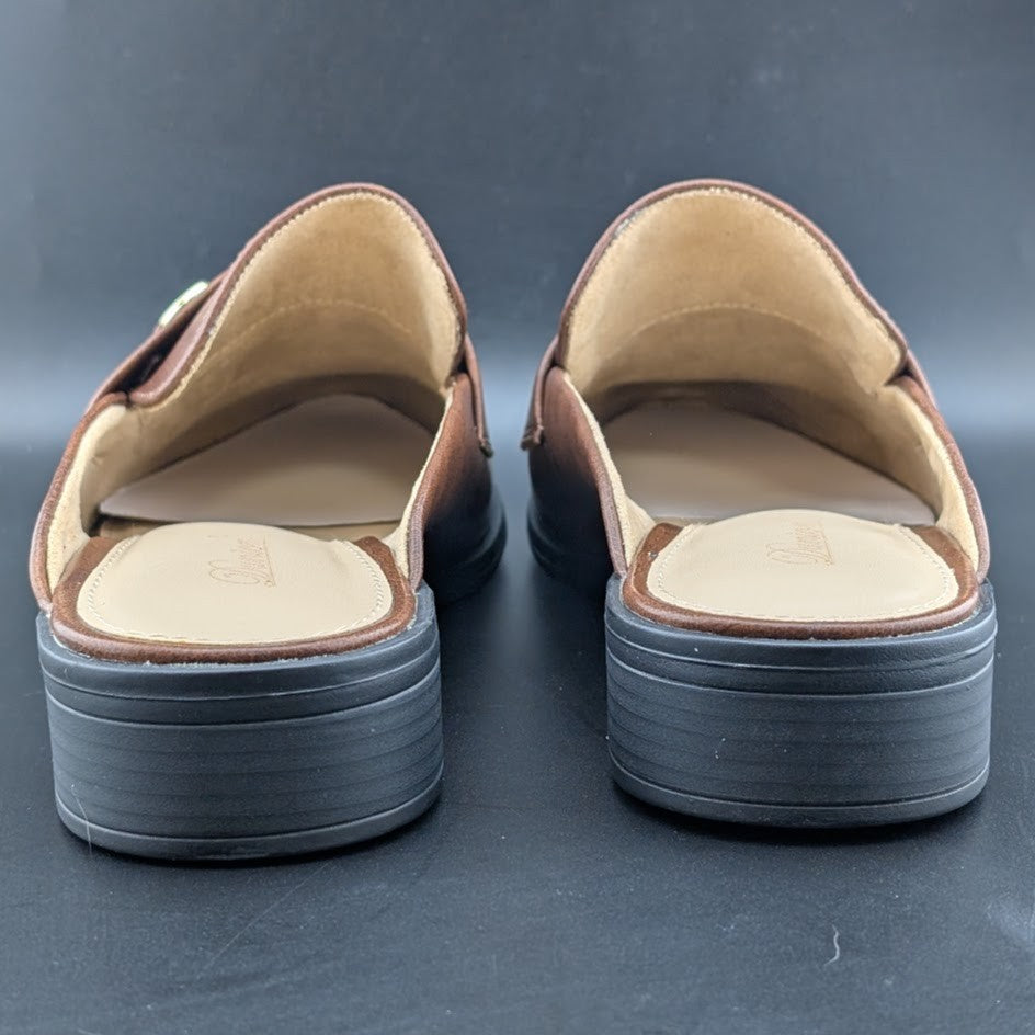 Dunion Brown Slip On Mules Women's Size 11M Faux Leather New In Box Dunion