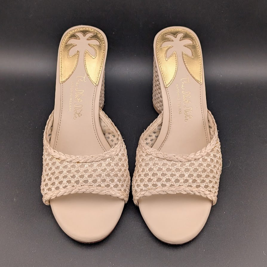 The Nat Note X Antonio Melani Sz 6.5M High Heel Natural Woven Slide Sandals The Nat Note X Antonio Melani