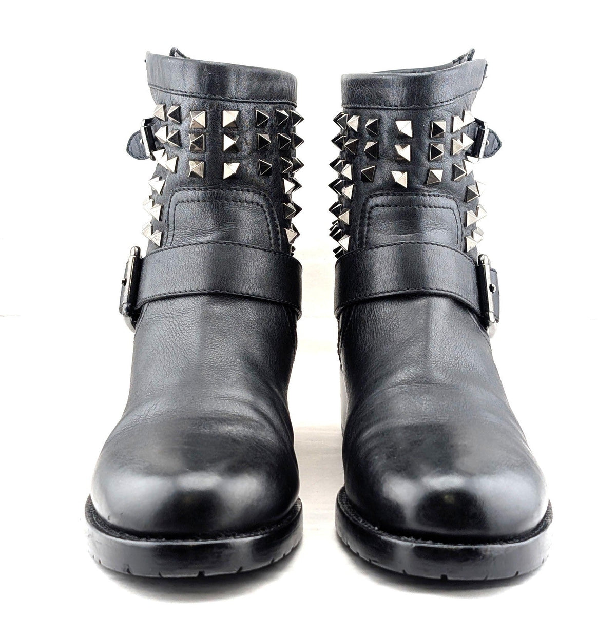 VALENTINO Garavani Calf Skin Rockstud Short Boots~Black Size EU 38.5 - US 8.5 Valentino