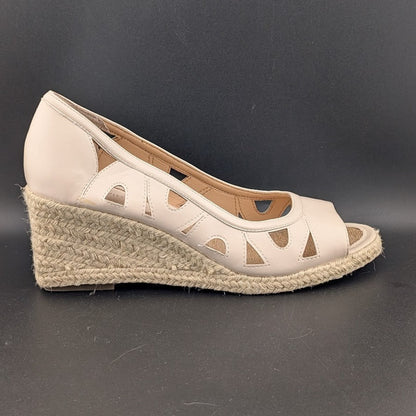 Adrienne Vittadini Espadrille Wedge Pump Size 10 Beige Brea Cut Out Sandal Ecru Adrienne Vittadini