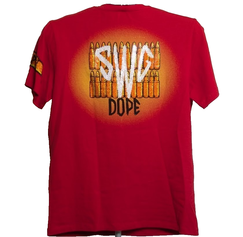 Tolga Kisa Men's Rhinestone T-Shirt Size Small Red Swag Dope Bullet Gun Hype NWT Tolga Kisa