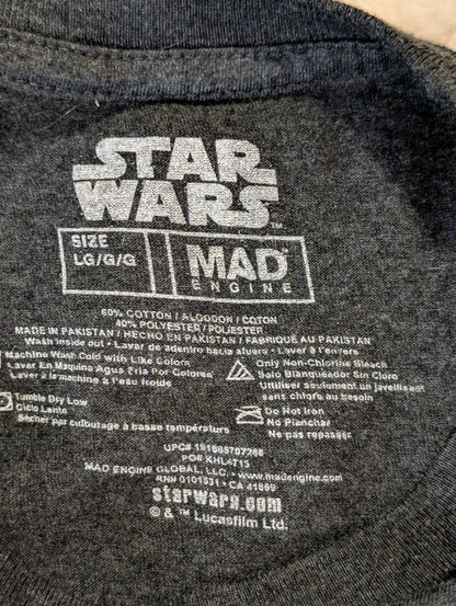 STAR WARS 1977 | Men's Adult T-Shirt Medium | Logo Rainbow X-Wing Gray | 60/40 Mad Engine