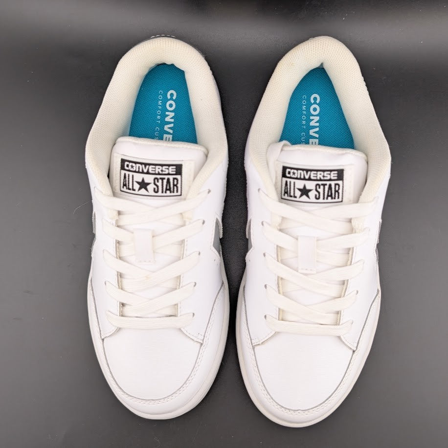 Converse All Star Court OX | Sneaker | Leather | White/Silver | 2 Big Kid Converse