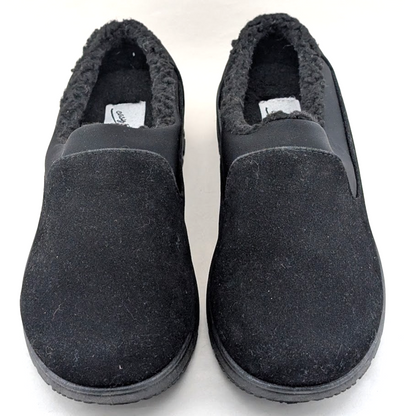 40% OFF ~Duluth Womens Sz 6.5 Mules Black Comfort Walking Shoe Faux Fur Clog Easy Street