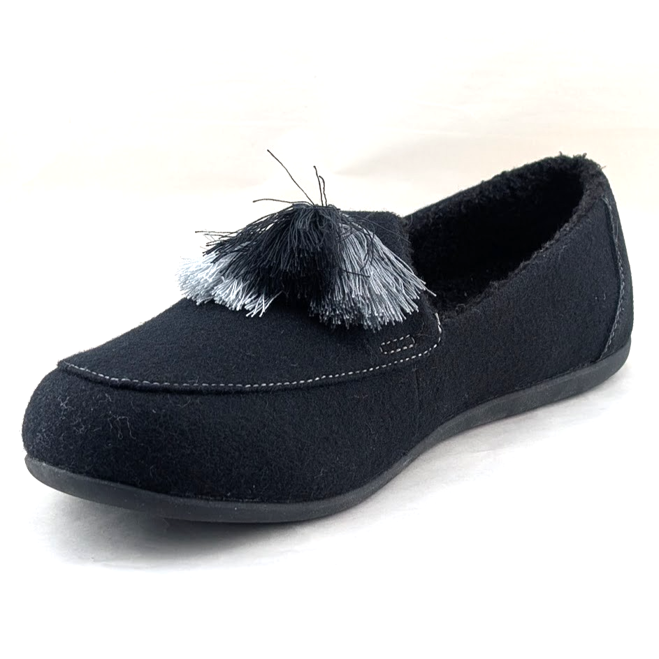 Spenco Hearthside Black Womens Sz 12B Orthotic Wool Indoor/Outdoor Dress Slipper Spenco