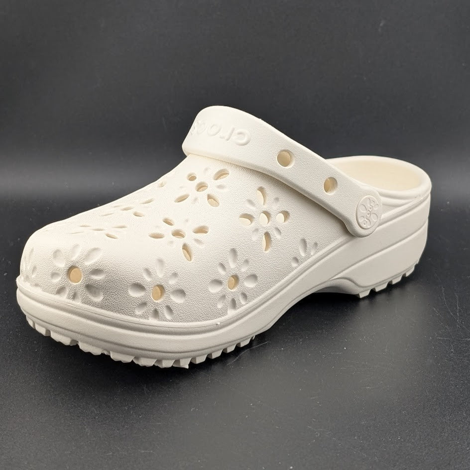 Crocs Big Kids 3Y / Women's 5 Chalk Classic Floral Cut Clogs NWT Crocs