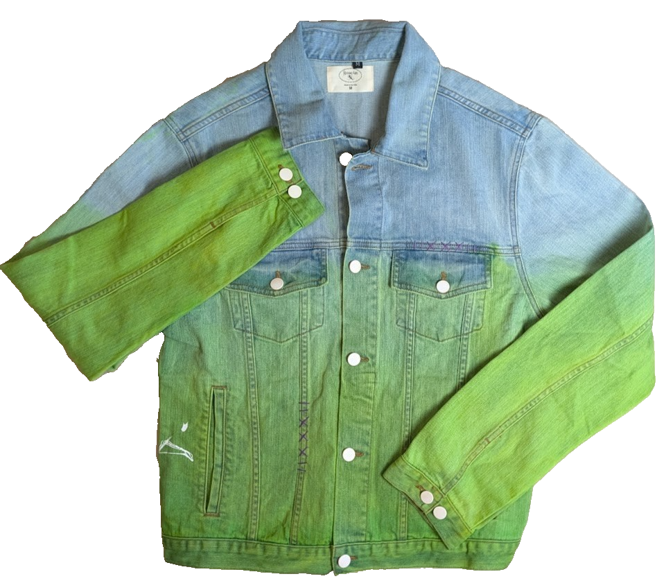 Reigning Fury Dip Dye Green Denim Jean Jacket Medium Reigning Fury