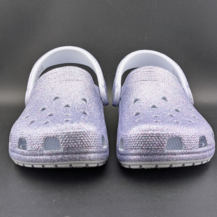 Big Kids' 4Y Classic Chunky Glitter Clog Grape Ice Holds 26 Jibbitz Charms Crocs