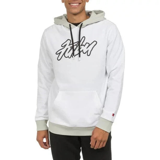 FUBU Men's Long Sleeve Fleece Hoodie Sweatshirt White Size S / LG / XL FUBU