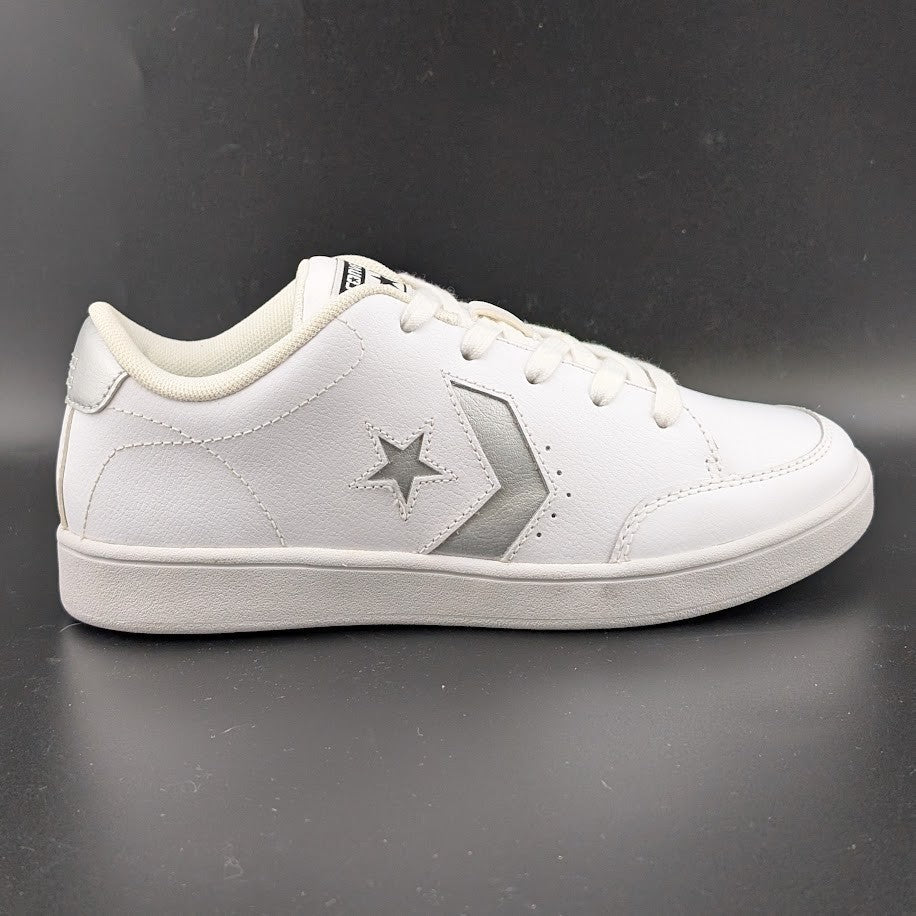Converse All Star Court OX | Sneaker | Leather | White/Silver | 2 Big Kid Converse