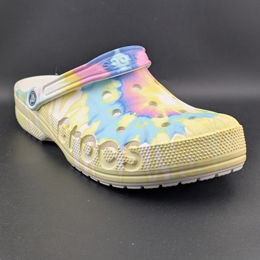 Crocs Baya Clog Shoe Tie Dye Yellow Unisex Mens Size 13 Roomy Fit New w/ Tags Crocs