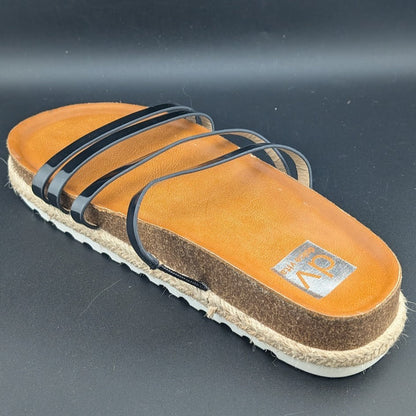 DV Dolce Vita Women's Size 6.5 Carlee Slide Sandal in Black / Tan w/ Jute Wrap Dolce Vita