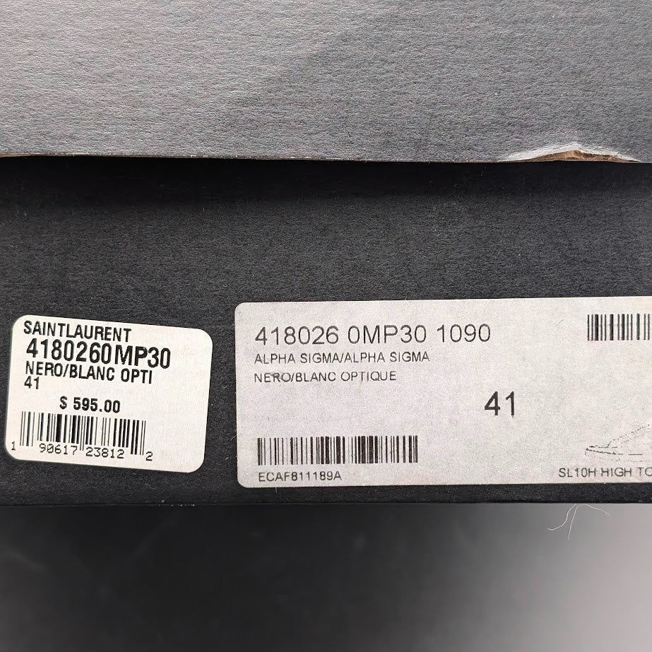 Saint Laurent SL10H High Top Sneaker Black Leather 418026 Sz EU41/Men 8/Wos 9.5 Saint Laurent