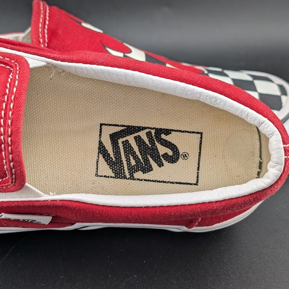 Vans Classic Slip-On Checkerboard Flame/Red Blood Drip Skate Shoes Men 6/Wmn 7.5 VANS