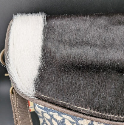 OHLAY By American Darling Cowhide and Cotton Crossbody Bag w/ Leather Trim 12x10 American Darling