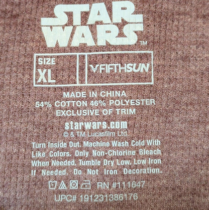 NEW Darth Vader Star Wars Sz XL Long Sleeve Maroon Waffle T-Shirt 54/46 Blend FifthSun