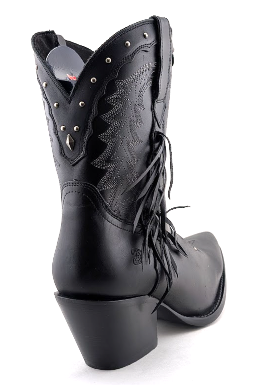 Durango Crush Womens Sz 9.5 Black Leather Tassles Cowboy Western Boots DRD0432 Durango