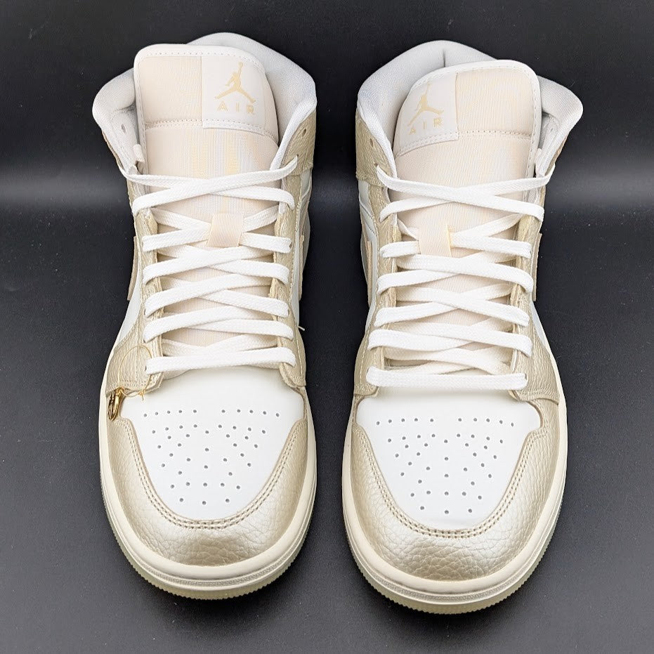 Nike Women's Size 10.5 Air Jordan 1 Mid SE Hoops Gold Pack W Shoes- HV5159-100 Jordan