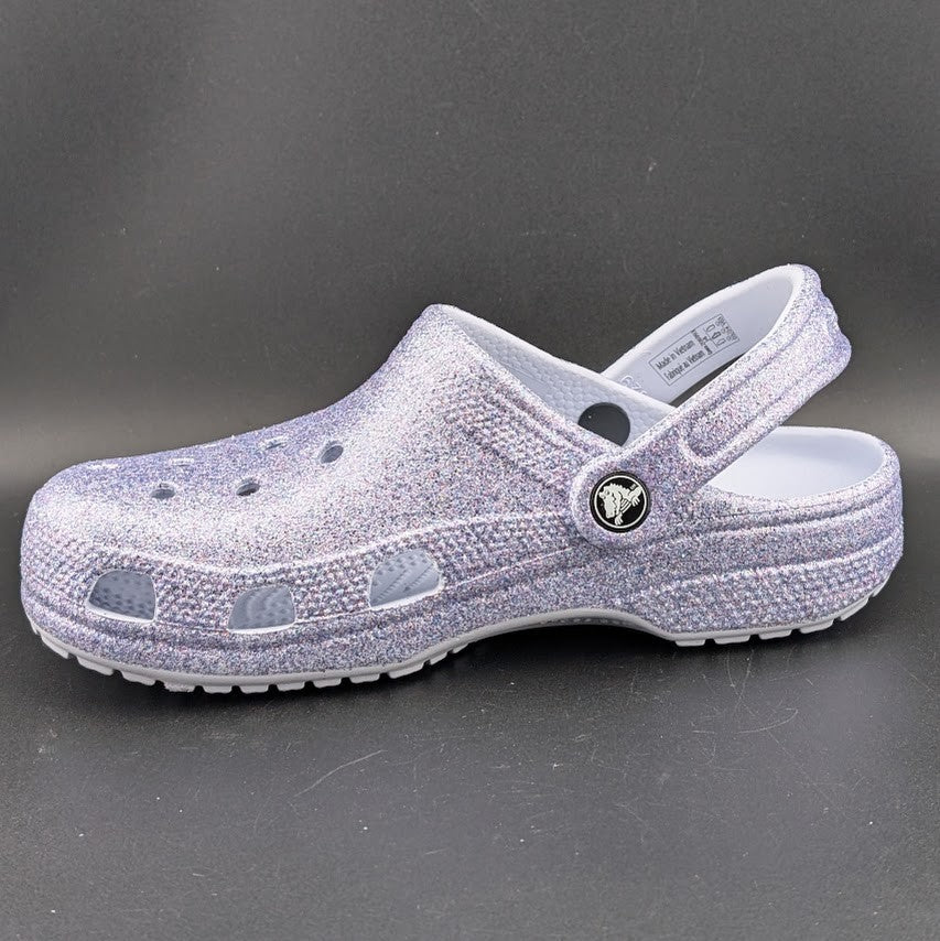 Big Kids' 4Y Classic Chunky Glitter Clog Grape Ice Holds 26 Jibbitz Charms Crocs