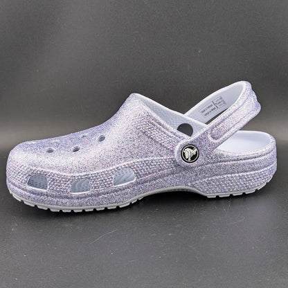 Big Kids' 4Y Classic Chunky Glitter Clog Grape Ice Holds 26 Jibbitz Charms Crocs