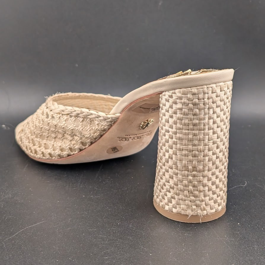 The Nat Note X Antonio Melani Sz 6.5M High Heel Natural Woven Slide Sandals The Nat Note X Antonio Melani