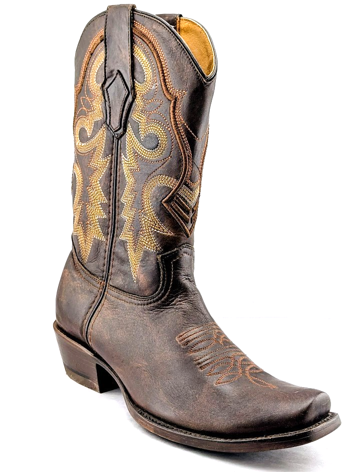 Mens Rodeo Cowboy Boots Genuine Leather Hibrido Suela Tacoma Cuero Bota Vaquera REYWELT
