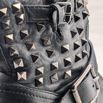 VALENTINO Garavani Calf Skin Rockstud Short Boots~Black Size EU 38.5 - US 8.5 Valentino