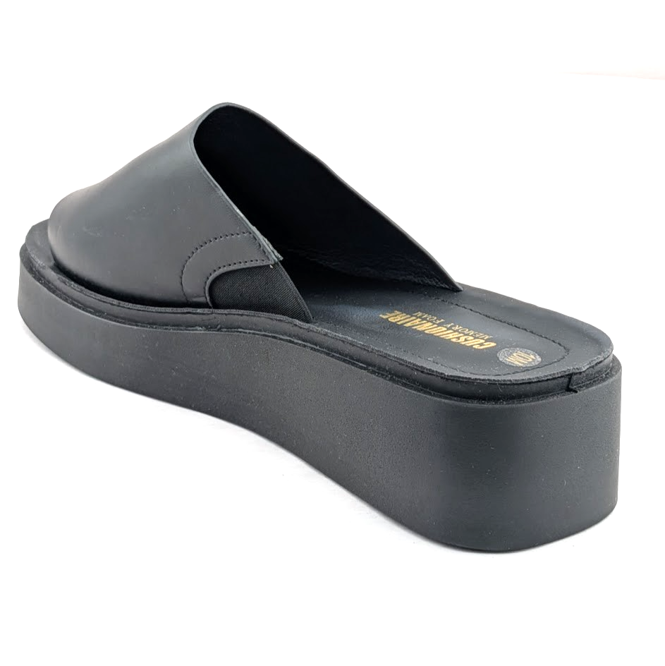 Cushionaire Size 10 Play~ Black Platform Memory Foam Slide Sandals CUSHIONAIRE