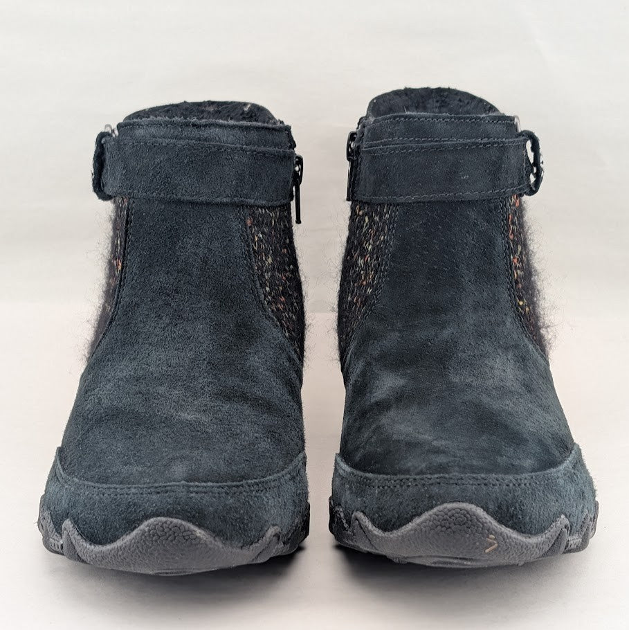 Skechers Womens Size 6  Bikers Lite High-Grade Suede & Sweater Knit Ankle Boot SKECHERS