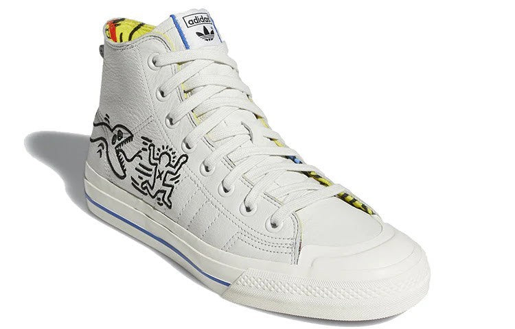 Adidas Nizza/Keith Haring "Pop Art" Leather Hitop ~Mens Sz 7/Wos Sz 8 | EE9297 adidas