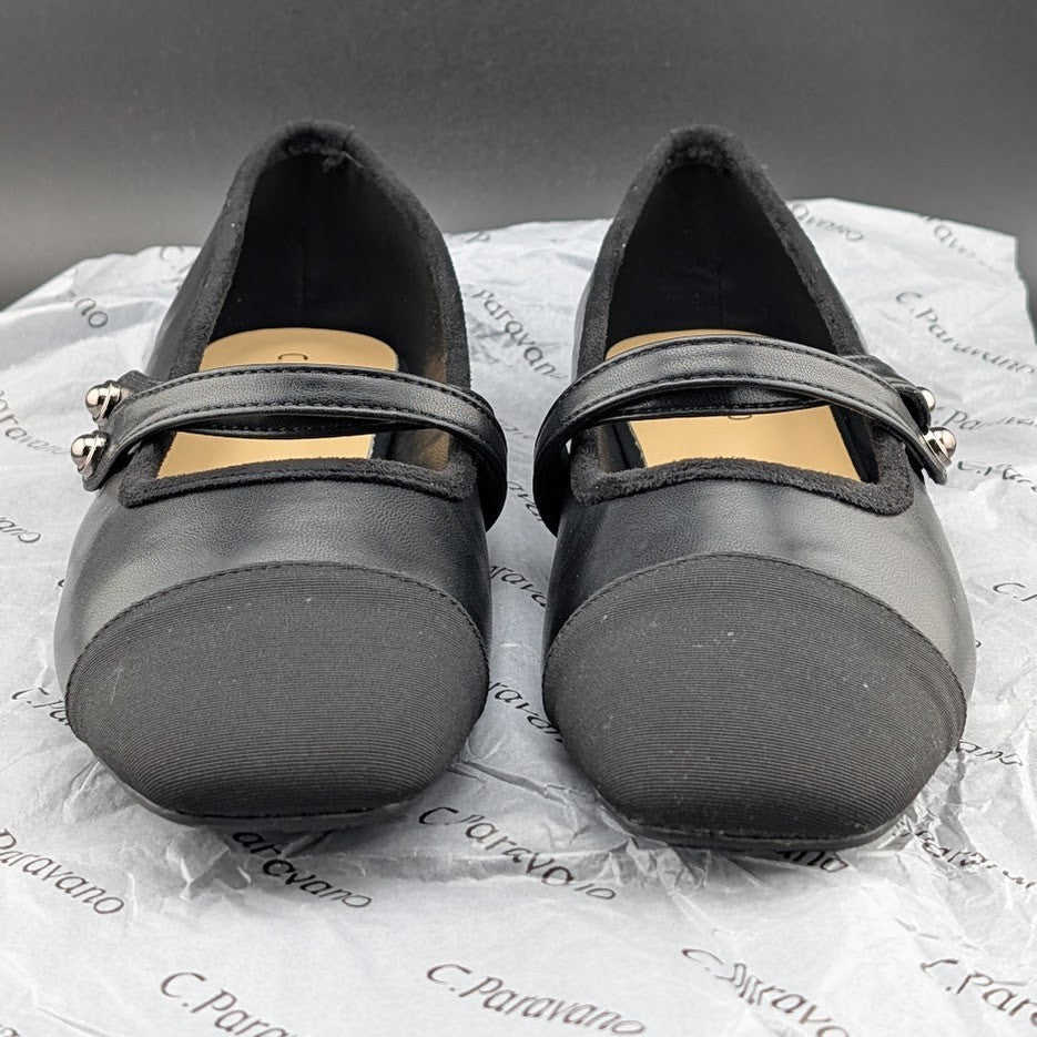 C.Paravano Women's Size 7 (EU 37.5) Mary Jane Ballet Flat Shoes Square Toe Soft C. Paravano