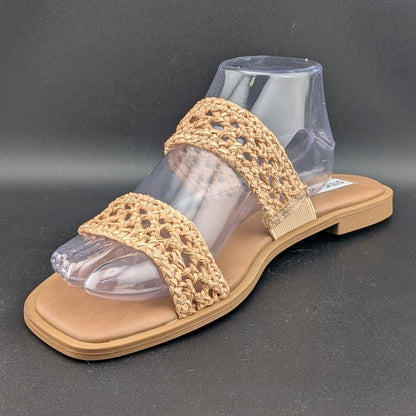 Steve Madden Wo's Size 9  Dutchess Woven Slide Sandals, Natural Steve Madden