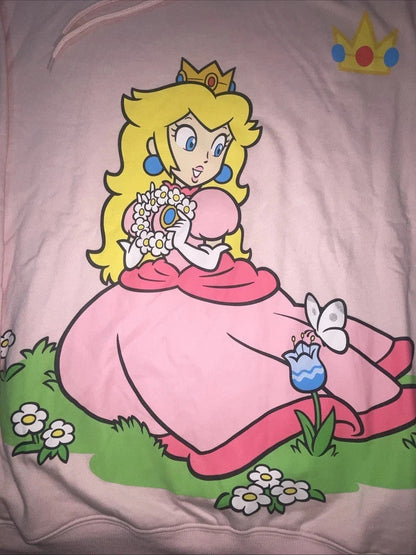 Hot Topic Medium Super Mario Princess Peach Pink Hoodie Sweatshirt New Size S-XL Hybrid
