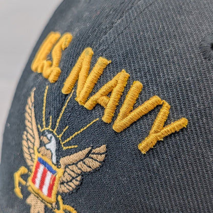 US NAVY Baseball Cap Hat Mesh One Size Fits Most Black Quality Embroidered US Navy