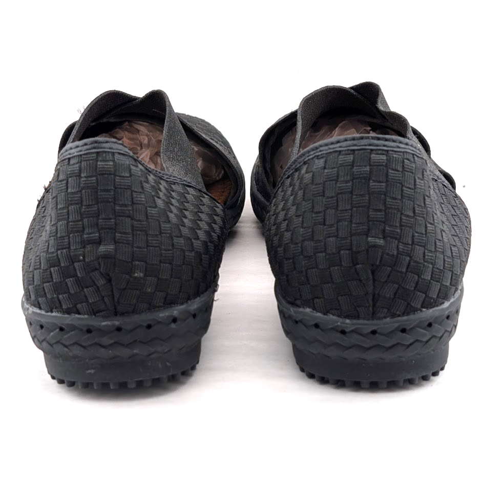 Bernie Mev Black Black Woven Strappy Slip-On Comfort Flat Sandals Women's Bernie Mev