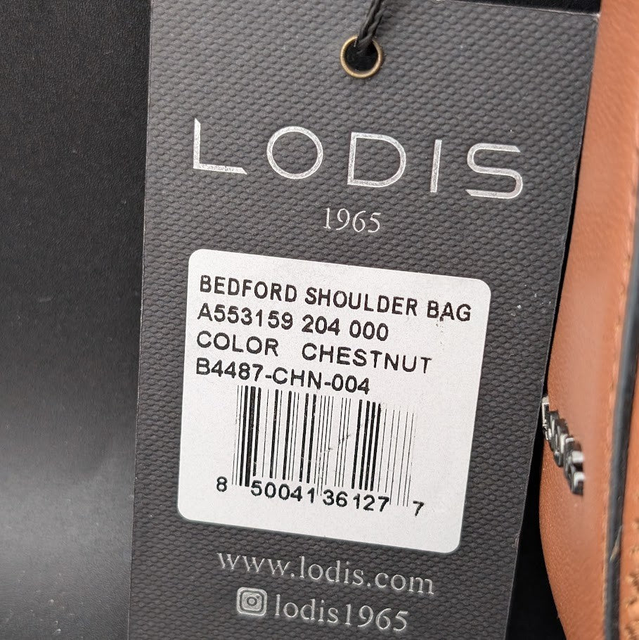 LODIS Bedford Embroidered Leather Bag w/ Two Straps~Chestnut NWT ~MSRP $128 LODIS