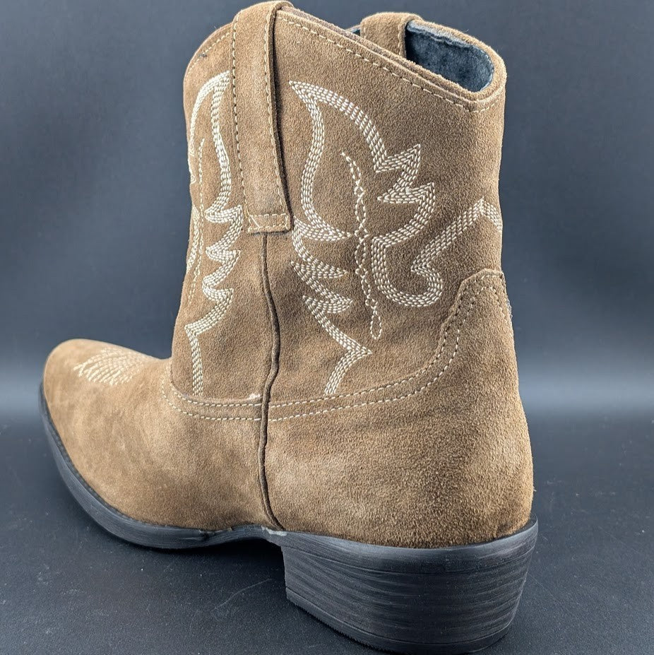 Roper Women's Sz 9.5 Dusty II Tan Brown Cow Suede Western Booties Snip Toe NIB Roper