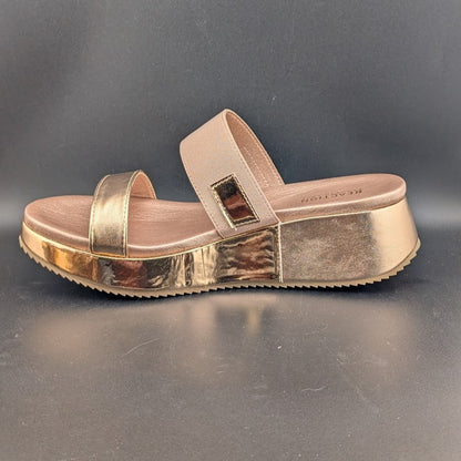 Kenneth Cole Reaction Women's Size 10 Perry Rose Gold Metallic PU Sandal Kenneth Cole