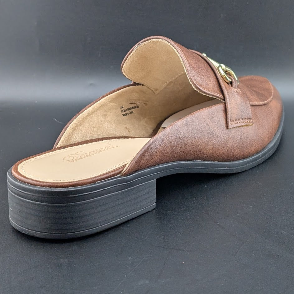 Dunion Brown Slip On Mules Women's Size 11M Faux Leather New In Box Dunion