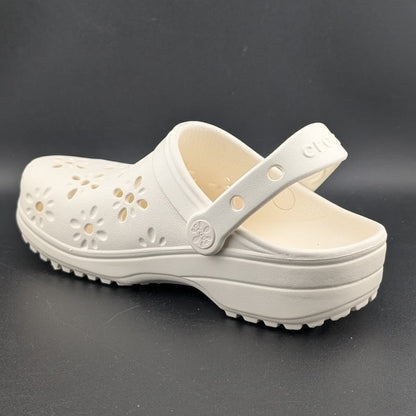 Crocs Big Kids 3Y / Women's 5 Chalk Classic Floral Cut Clogs NWT Crocs