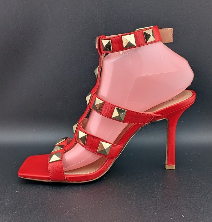 NEW Steve Madden Capri Studded Women's Leather 4" Stiletto Sandals-Red Size 9M Steve Madden